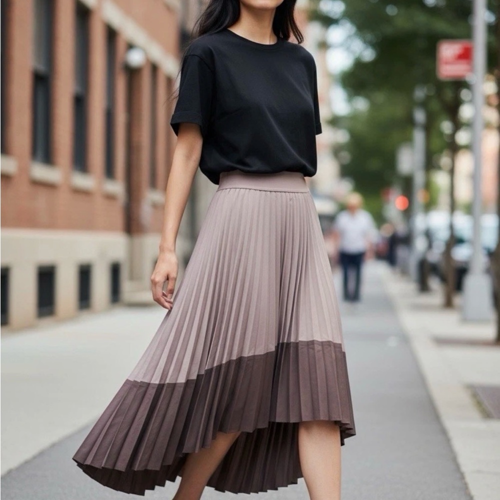 NWT Athleta Swing Forward Pleated Colorblock Midi Skirt Small